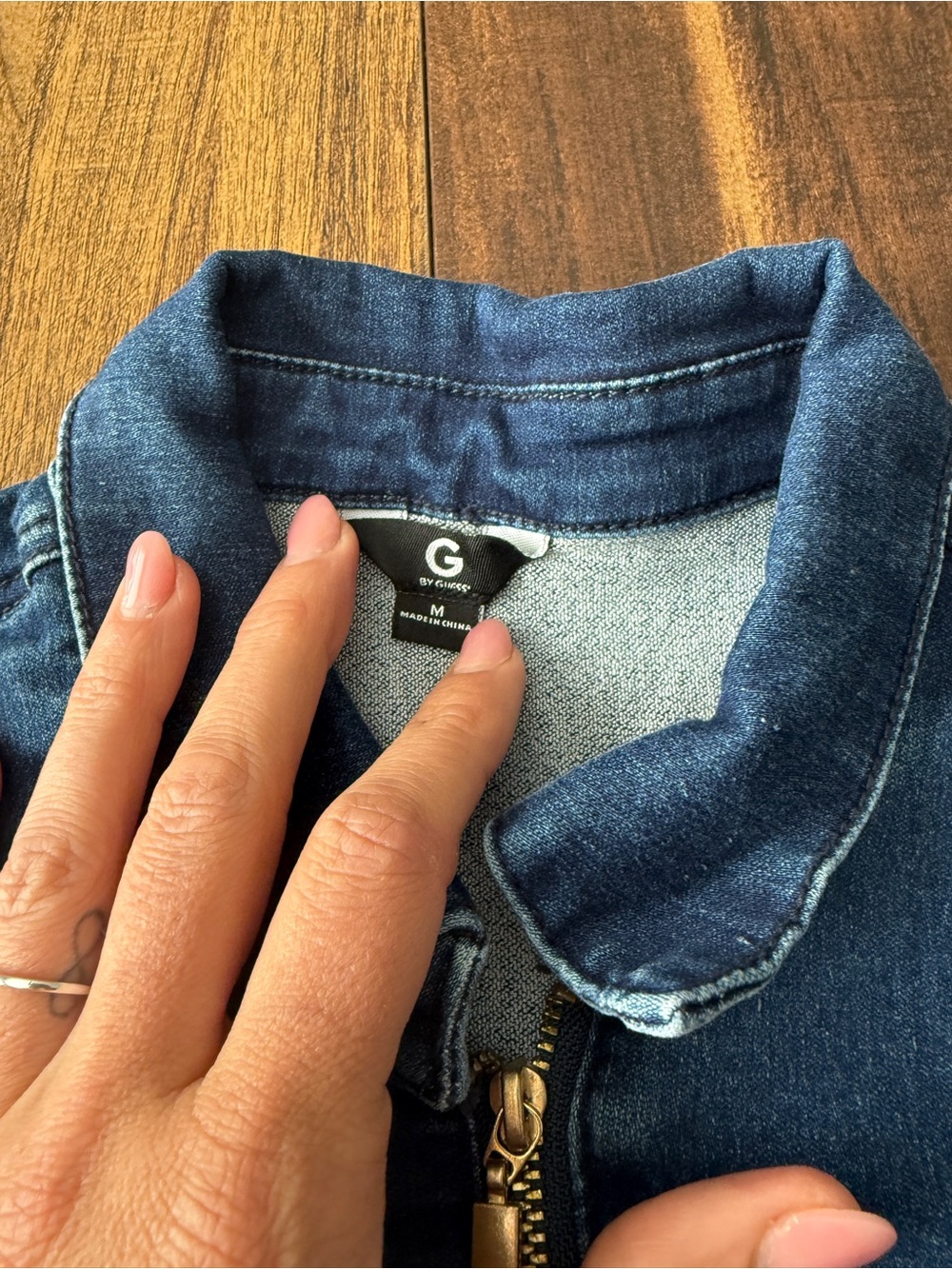 G by Guess Indigo Denim Zip-Front Shirt Dress - Picture 4 of 6